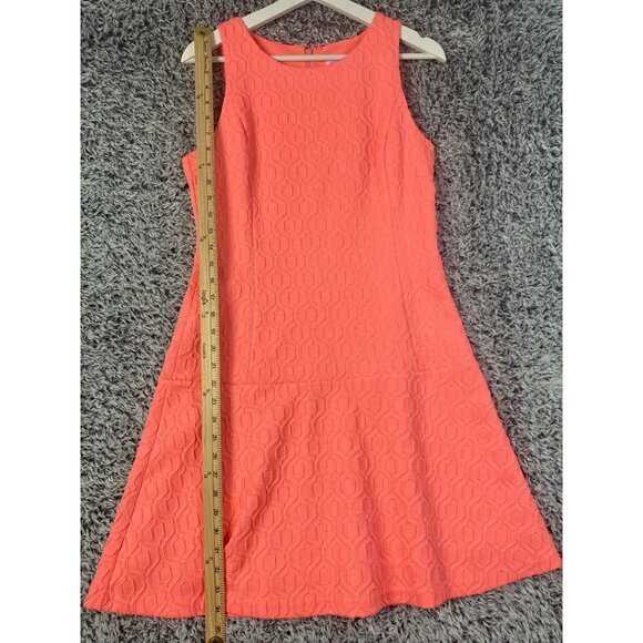 LILLY PULITZER Kent Jacquard Dress‎ SZ M Melon Pink Silver Metallic Sleeveless - Picture 5 of 8
